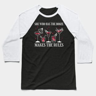 She Who Has The Booze Funny Bartender Gift Baseball T-Shirt